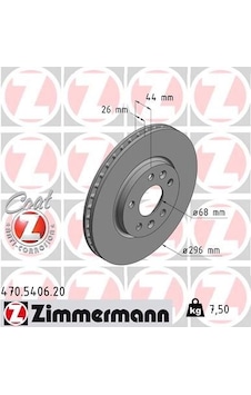 Zımmermann Ön Fren Diski Renault Megane Iv 15 Talısman 15 Dış Çap:296mm K:26mm Y:44mm 5 Delik 470.5406.20 402062000r Zımmermann Ön Fren Diski Renault Megane Iv 15 Talısman 15 Dış Çap:296mm K:26mm Y:44mm 5 Delik 470.5406.20 402062000r