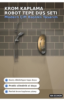 Bay Krom Kaplama 5+1 Fonksiyon Robot Tepe Duş Seti - 2 Başlıklı Banyo Takımı Bx-313428 Najmaddin Diğer Bay Krom Kaplama 5+1 Fonksiyon Robot Tepe Duş Seti - 2 Başlıklı Banyo Takımı Bx-313428 Najmaddin Diğer