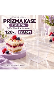 Prizma Kase 120 Cc 12 Li Kapaksız Şeffaf Plastik Kare Tatlı, Magnolya Ve Puding Sunum Kabı Prizma Kase 120 Cc 12 Li Kapaksız Şeffaf Plastik Kare Tatlı, Magnolya Ve Puding Sunum Kabı