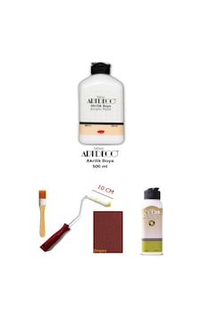 Artdeco Akrilik Boya 500 Ml Beyaz Dolap Boyama Seti Mobilya Boyama Seti Parlak Vernik