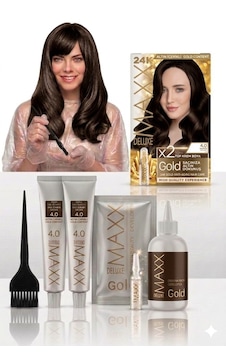 Maxx Deluxe Golden Beauty Set Saç Boyası 4.0 Kahve 2 'li + Fırça+pratik Boyama Kabı Maxx Deluxe Golden Beauty Set Saç Boyası 4.0 Kahve 2 'li + Fırça+pratik Boyama Kabı