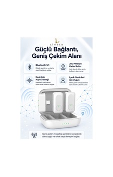 Type-c Girişli Beyaz Kablosuz Yaka Mikrofonu Şarj Kutulu 2 Verici 1 Alıcı 48khz 24bit Gürültü Engellemeli Beyaz Beyaz Type-c Girişli Beyaz Kablosuz Yaka Mikrofonu Şarj Kutulu 2 Verici 1 Alıcı 48khz 24bit Gürültü Engellemeli Beyaz Beyaz