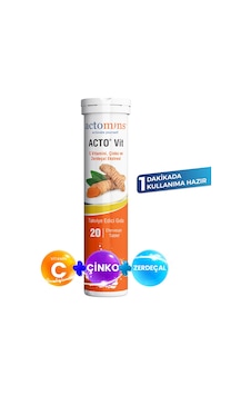 Acto Vit C Vitamini Çinko ve Zerdeçal Eki 20 Efervesan Tablet