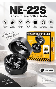 Ne-22s Tws Kablosuz Bluetooth 5.4 Open-ear Klips Küpeli Bayan Kulaklığı - Siyah Ne-22s Tws Kablosuz Bluetooth 5.4 Open-ear Klips Küpeli Bayan Kulaklığı - Siyah