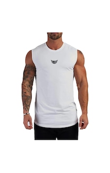 Genius Store Erkek Nem Emici Hızlı Kuruma Atletik Teknik Performans Sporcu Sıfır Kol T-shirt Mg-atlet Beyaz