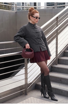 Lela Yün Karışımlı Dik Yaka Çin Düğme Detaylı Kısa Kaşe Mont Kadın Kaşe Mont 6524060 Antrasit Lela Yün Karışımlı Dik Yaka Çin Düğme Detaylı Kısa Kaşe Mont Kadın Kaşe Mont 6524060 Antrasit