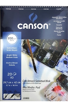 Canson Çok Amaçlı Sanatsal Blok 29.7x42 CM 200 G 20 Yaprak A3 B Canson Çok Amaçlı Sanatsal Blok 29.7x42 CM 200 G 20 Yaprak A3 B
