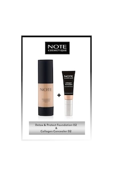 Note Cosmetics & Protect Fondöten SPF15 02 + Collagen Concealer SPF20 02 Göz Altı Kapatıcısı Makyaj Seti Note Cosmetics & Protect Fondöten SPF15 02 + Collagen Concealer SPF20 02 Göz Altı Kapatıcısı Makyaj Seti