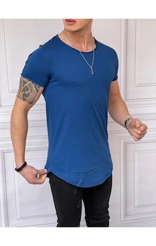 Modefendi Slim Fit Oval Kesim Pamuk Basic Tshırt Mavi