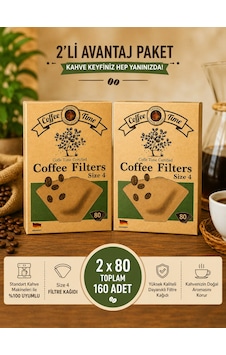 Kahve Filtre Kağıdı No:4 80'li 2'li Paket Kahverengi Kahve Filtre Kağıdı No:4 80'li 2'li Paket Kahverengi
