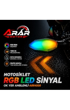 Motosiklet Rgb Led Sinyal Ok Yer Amblemli Takım -arr4000 Motosiklet Rgb Led Sinyal Ok Yer Amblemli Takım -arr4000
