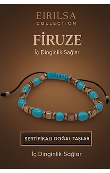 Sertifikalı Doğal Firuze Bileklik İç Dinginlik Huzur Ve Negatif ye Karşı  Turkuaz