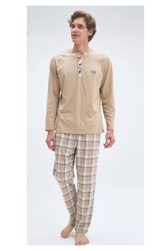 Pijadore 2076 Pamuk Uzun Kol Erkek Pijama Takımı Ekose Bej Pijadore 2076 Pamuk Uzun Kol Erkek Pijama Takımı Ekose Bej