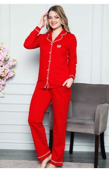 Alimer Kadın Kırmızı Uzun Kollu Likralı Pijama Takım Edy2577ukl-k Kırmızı Alimer Kadın Kırmızı Uzun Kollu Likralı Pijama Takım Edy2577ukl-k Kırmızı