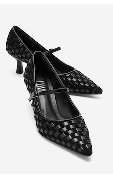 Luvi Shoes Rhodes Siyah Örgülü Kadın Kısa Topuklu Ayakkabı Luvi Shoes Rhodes Siyah Örgülü Kadın Kısa Topuklu Ayakkabı