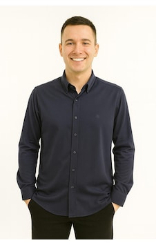 Dormen Erkek Pamuklu Slim Fit Uzun Kol Gömlek 7372 Lacivert