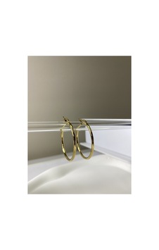 Çelik 3 Cm Klipsli Halka Küpe Gold