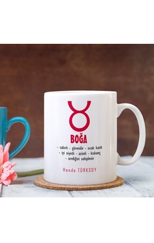 Boğa Burcu Beyaz Kupa Bardak