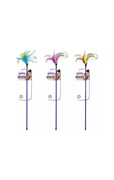 Pawise 28262 60 CM Feather Wand Doğal Tüylü Kedi Oltası Çok Renkli