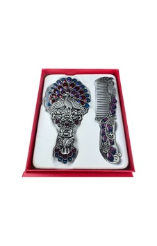Tavus Kuşu Desenli Vintage Ayna Tarak Seti Özel Tasarım Ve Özel Kutulu 13,5 Cm & 13 Cm Gümüş Tavus Kuşu Desenli Vintage Ayna Tarak Seti Özel Tasarım Ve Özel Kutulu 13,5 Cm & 13 Cm Gümüş