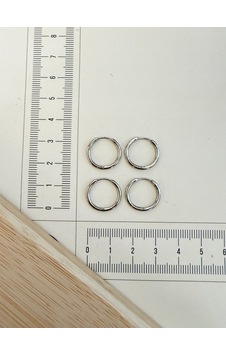316 L Cerrahi Çelik 1,6mm 12mm Çelik Halka Küpe Gümüş 4 Adet 316 L Cerrahi Çelik 1,6mm 12mm Çelik Halka Küpe Gümüş 4 Adet