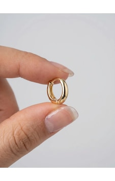 14 Ayar Altın Mini Oval Halka Küpe