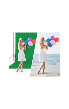 Lens Chromakey - Green Screen - Greenbox Yeşil Fon Perde 2x2 M + Fon Standı Yeşil