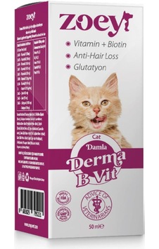 Zoey Derma B Vit Kediler İçin Deri ve Tüy Sağlığı Gelişimini Destekleyici 50 ML