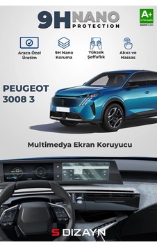S-dizayn Peugeot 3008 3 10 İnç 9h Nano Multimedya Ekran Koruyucu Parlak 2024 Üzeri A+ Kalite