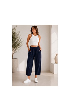 Mixxtrend Kadın Tencel Mom Kalıp Havuç Pantolon Lacivert Mixxtrend Kadın Tencel Mom Kalıp Havuç Pantolon Lacivert