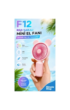 F12 Mini El Fanı Şarjlı Taşınabilir Usb El Vantilatörü Pembe - 886035522 F12 Mini El Fanı Şarjlı Taşınabilir Usb El Vantilatörü Pembe - 886035522