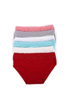 Eng 6 Adet Kız Çocuk Dantelli Kız Bikini 408 3-4 Yaş Çok Renkli
