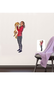 Kişiye Özel Tam Boy Kız Ve Kedi Karikatürlü Duvar Sticker (50X70C Kişiye Özel Tam Boy Kız Ve Kedi Karikatürlü Duvar Sticker (50X70C