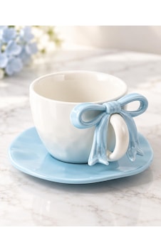 Valkyrie Ribbon Serisi 2 Parça 380 Ml Mavi Fiyonklu Tabaklı Çay Kahve Kupa Fincan Seti Valkyrie Ribbon Serisi 2 Parça 380 Ml Mavi Fiyonklu Tabaklı Çay Kahve Kupa Fincan Seti