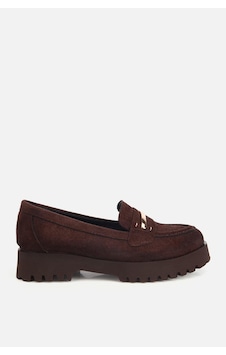 Yaya Kadın Kahverengi Süet Toka Detaylı Kalın Taban Loafer Yaya Kadın Kahverengi Süet Toka Detaylı Kalın Taban Loafer