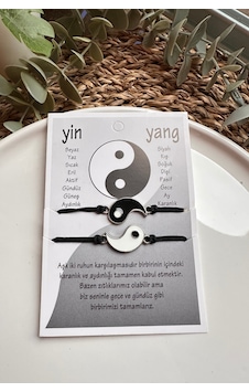 Ying Yang Hediyelik Çift Bileklik Sevgili Bilekliği Arkadaşlık Bilekliği 2 Adet Gri