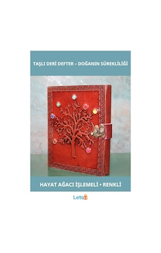 Hayat Ağacı Figürlü Taşlı Deri Defter 20x15 Cm Çok Renkli Hayat Ağacı Figürlü Taşlı Deri Defter 20x15 Cm Çok Renkli