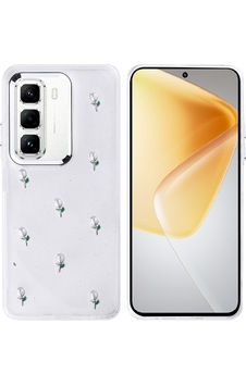 İnfinix Hot 50 Pro 4g Kılıf Airbag Tasarımlı Simli Şeffaf Zore Kutup Kapak Lale