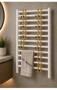 10'lu Banyo Askı Seti Havlupan İçin Pratik Havlu Askıları 10x5 Cm Altın 10'lu Banyo Askı Seti Havlupan İçin Pratik Havlu Askıları 10x5 Cm Altın
