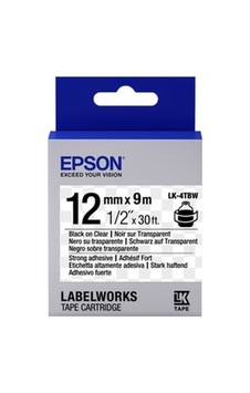 Epson LK-4TBW Strong Şeffaf Üzeri Siyah 12 MM 9 M Şerit