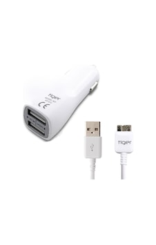 Tiger Araç Şarj Aleti ve Note 3 / S5 Usb 3.0 Kablo Set Beyaz N Tiger Araç Şarj Aleti ve Note 3 / S5 Usb 3.0 Kablo Set Beyaz N