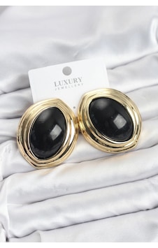 Mey İthalat Pirinç Siyah Badem Model Vintage Gold Kadın Küpe Mey İthalat Pirinç Siyah Badem Model Vintage Gold Kadın Küpe