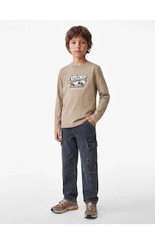 Koton Baskılı Kahverengi Erkek Çocuk Uzun Kollu T-shirt 7wkb10151tk Koton Baskılı Kahverengi Erkek Çocuk Uzun Kollu T-shirt 7wkb10151tk