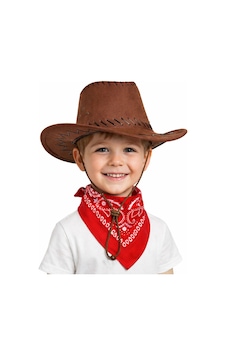 Çocuk - 590 - Kovboy Şapka Kahverengi & Kırmızı - Csmo-tex - Bandana Seti Çocuk - 590 - Kovboy Şapka Kahverengi & Kırmızı - Csmo-tex - Bandana Seti