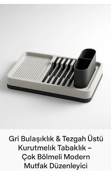 Tezgah Üstü Bulaşıklık Gri Tabak Bardak Kaşık Çatal Kurutmalık Mutfak Standı Tezgah Üstü Bulaşıklık Gri Tabak Bardak Kaşık Çatal Kurutmalık Mutfak Standı