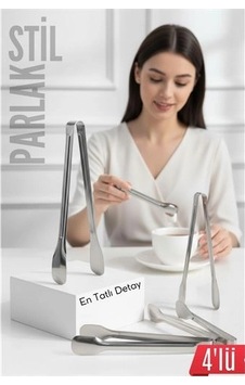 Çelik 4'lü Şeker Maşası 13 Cm Buz, Limon Ve Küp Şeker Servis Maşası 722528