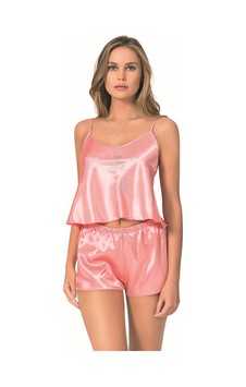 3dsepetimm Mercan Saten Babydoll Şort Takımı Pembe