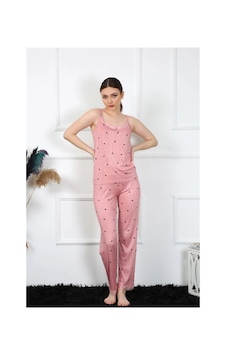İkikareshop Kadın İp Askılı Somon Pijama Takım Çok Renkli İkikareshop Kadın İp Askılı Somon Pijama Takım Çok Renkli
