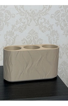 Vaveni 3d Baskı Üç Bölmeli Diş Fırçalık Dalga Desenli Banyo Organizeri Minimalist Diş Fırçası Tutucu Bej Arz Vaveni 3d Baskı Üç Bölmeli Diş Fırçalık Dalga Desenli Banyo Organizeri Minimalist Diş Fırçası Tutucu Bej Arz