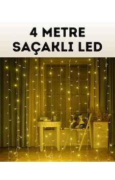 4 Metre Şelale Perde Led Işık Dış Mekan İç Mekan Uyumlu 4 Metre Şelale Perde Led Işık Dış Mekan İç Mekan Uyumlu